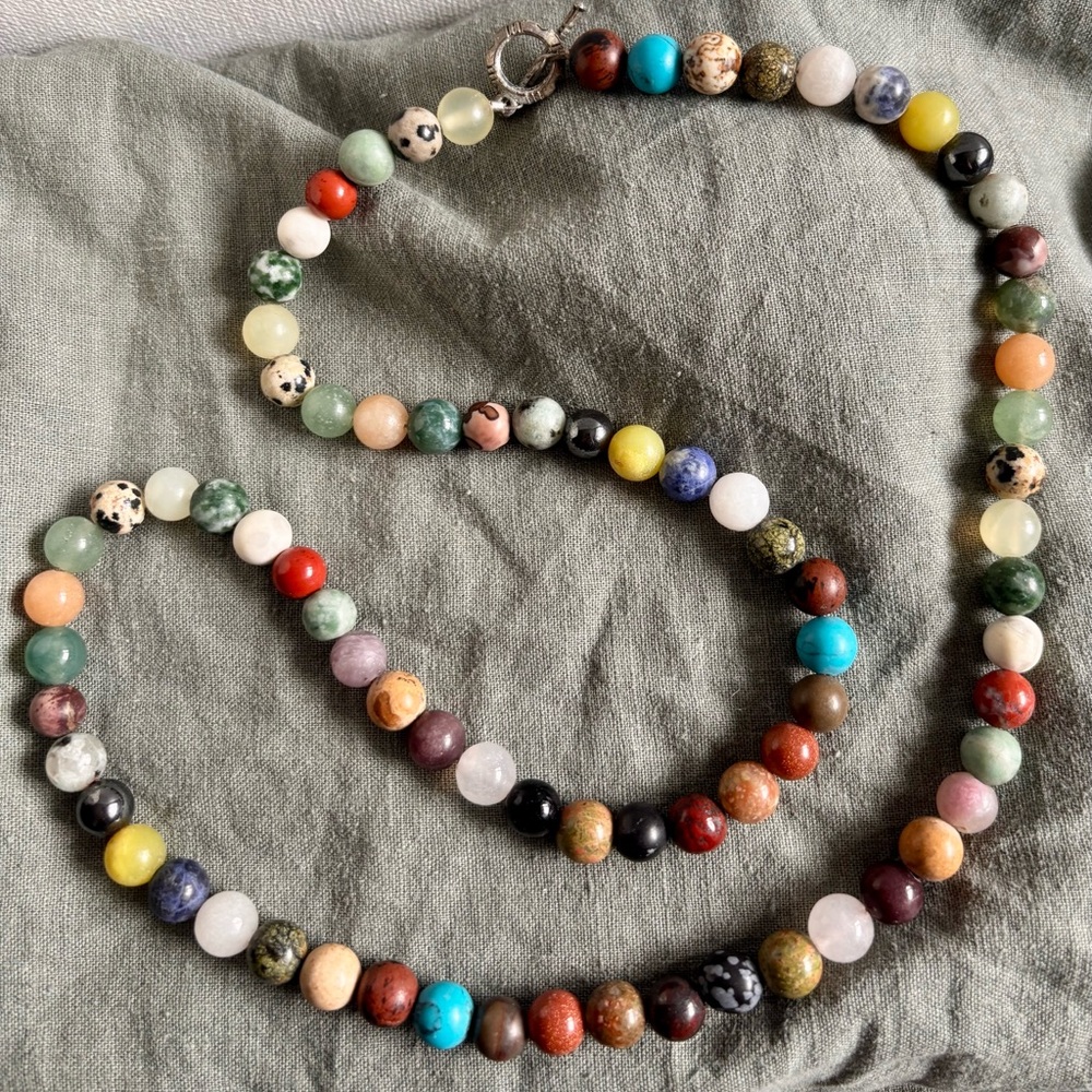 Multicolor Natural Stone Bead Necklace - Women Jewelry